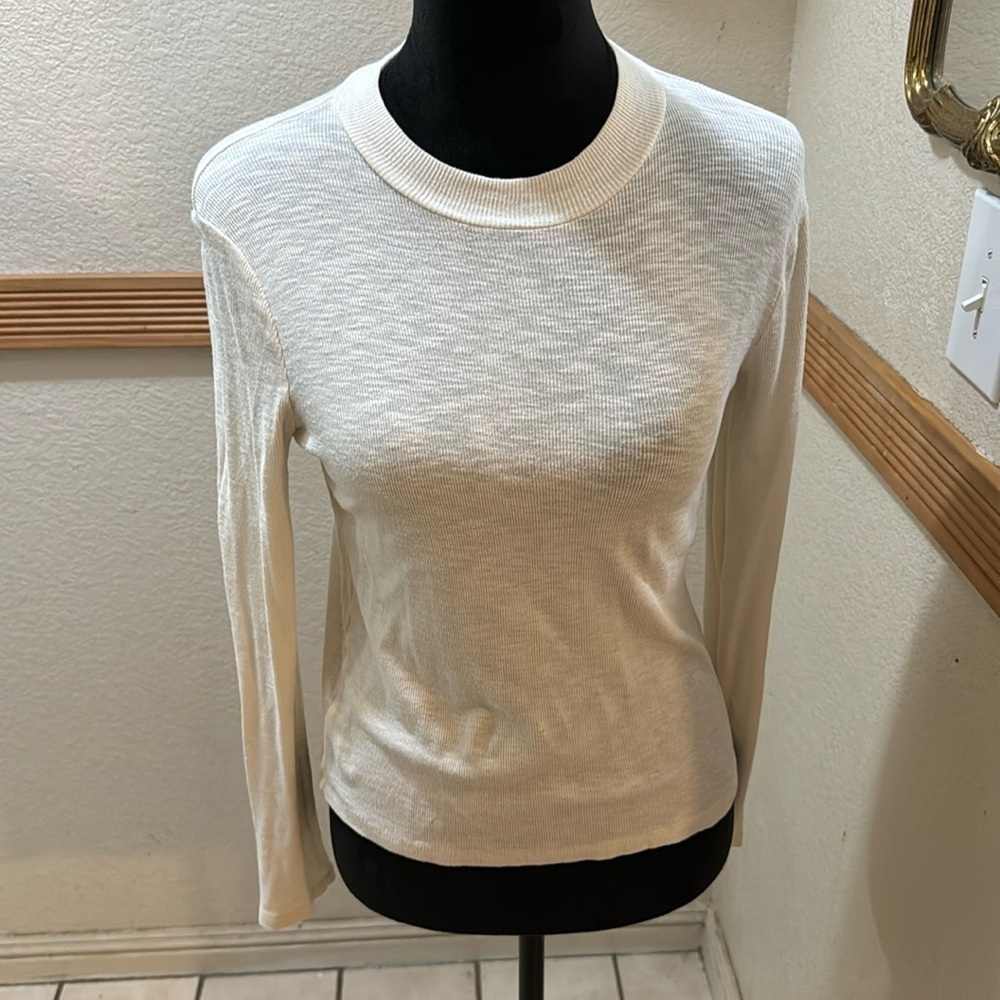 Madewell Off-White Ribbed Knit Top